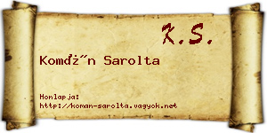 Komán Sarolta névjegykártya